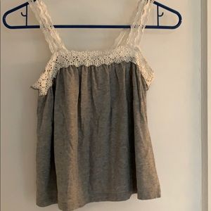 cute floaty grey thank with lacy straps